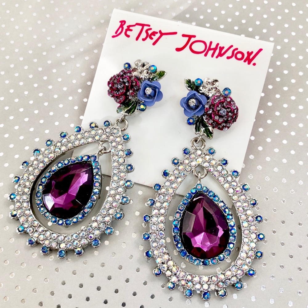 Betsey Johnson Purple/Magenta Earrings NWT/HTF!